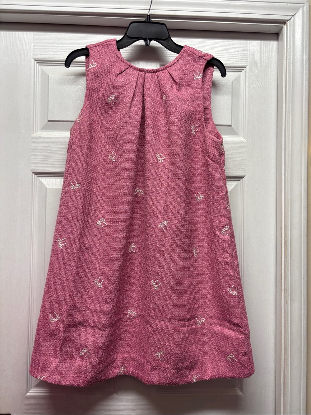 Umgee Pink Dress with White Embroidered Bows Sleeveless Tie Back Dress M